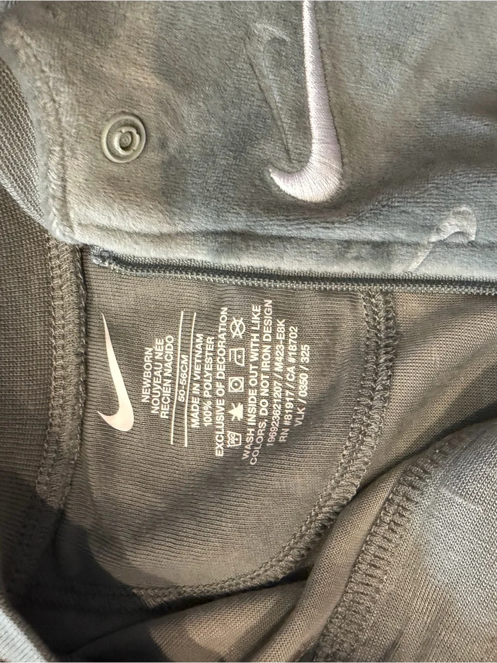 Nike Infant Zip Romper with Mini Swoosh Print